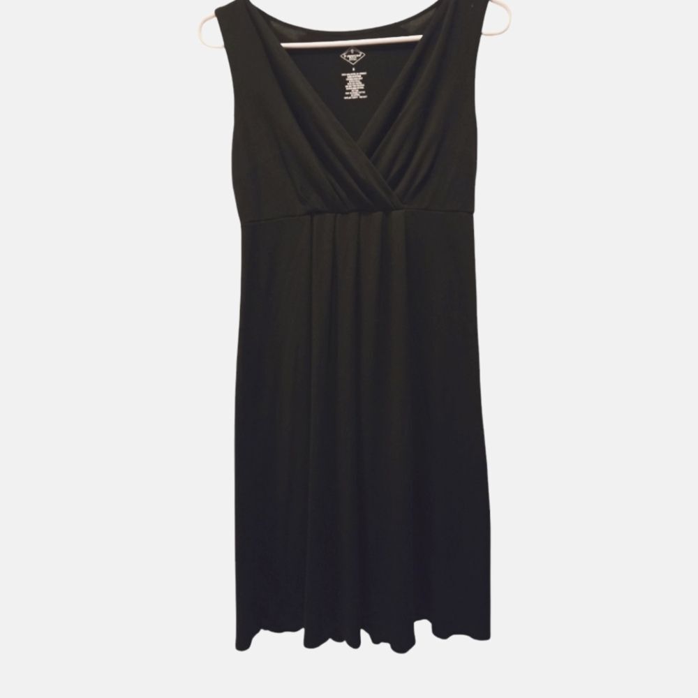 St Johns Bay Dress Womens S Black Shift Sleeveless V Neck Pullover